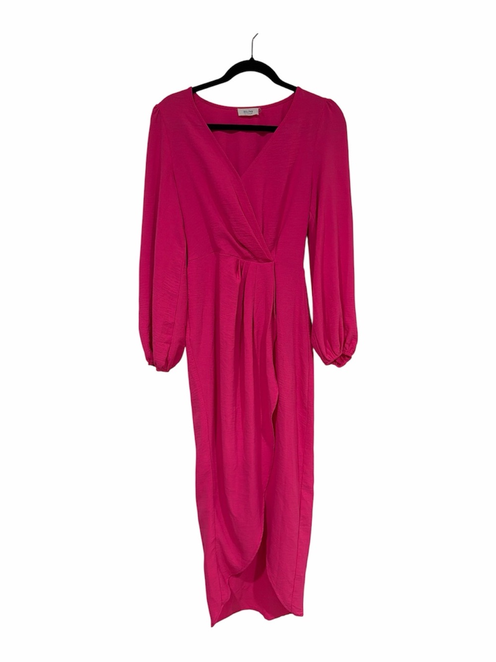 Bluivy Fuchsia Wrap-Style Long Sleeve Dress